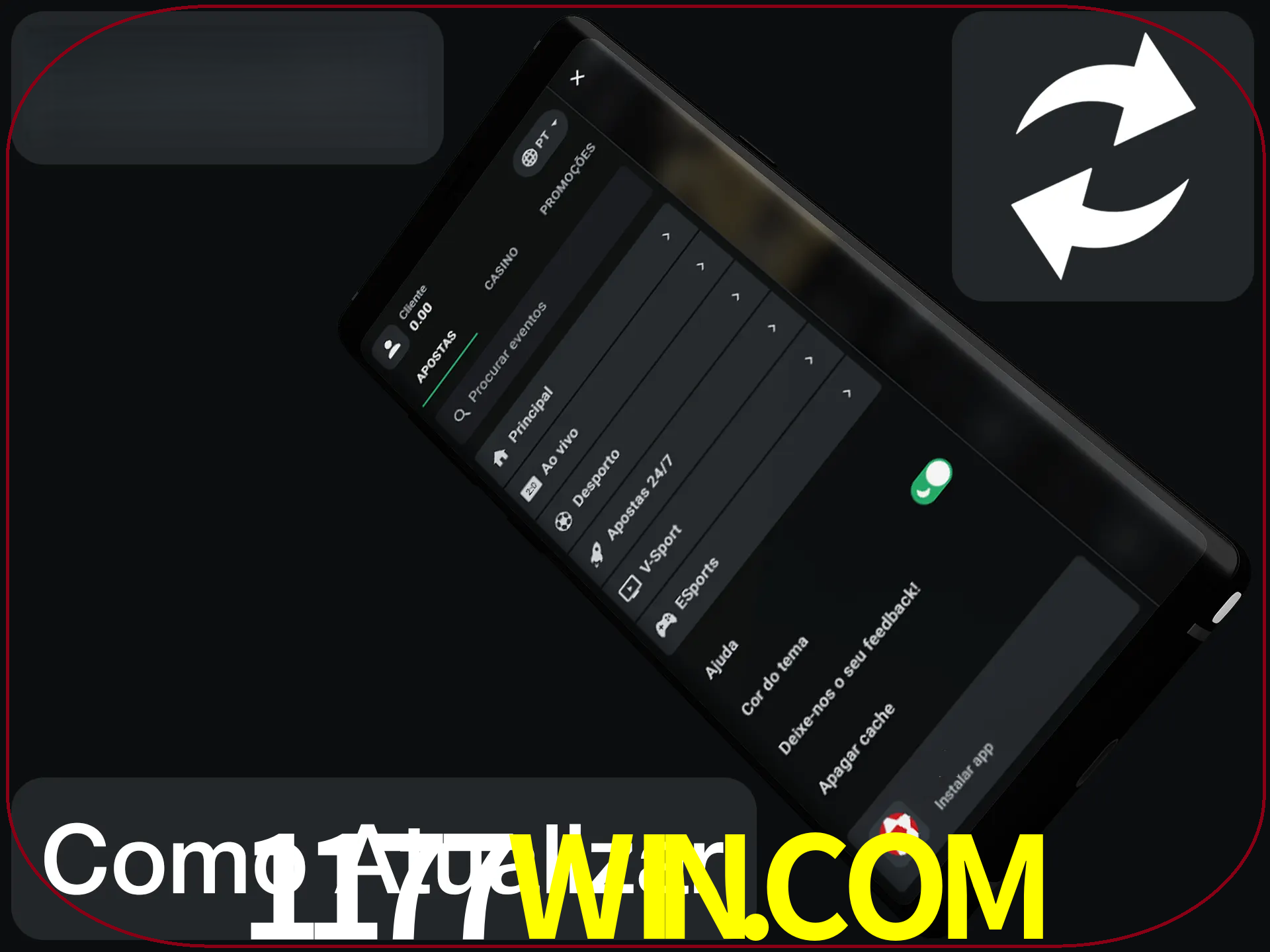 O aplicativo é atualizado automaticamente quando você faz o login.